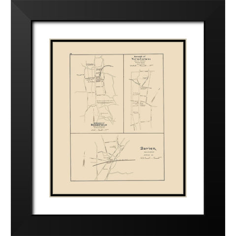 Darien, Newtown, Ridgefield Connecticut - Hurd Black Modern Wood Framed Art Print with Double Matting by Hurd