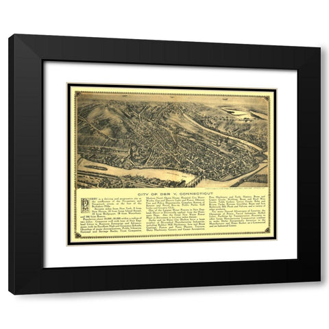 Derby Connecticut - Bailey 1920  Black Modern Wood Framed Art Print with Double Matting by Bailey