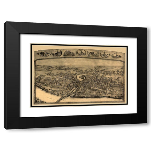 Enfield Connecticut - Bailey 1908  Black Modern Wood Framed Art Print with Double Matting by Bailey