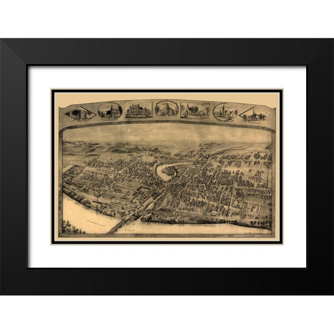 Enfield Connecticut - Bailey 1908  Black Modern Wood Framed Art Print with Double Matting by Bailey
