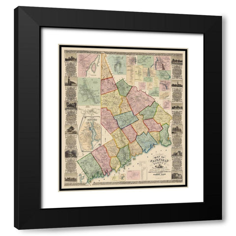 Fairfield Connecticut Landowner - Clark 1856 Black Modern Wood Framed Art Print with Double Matting by Clark