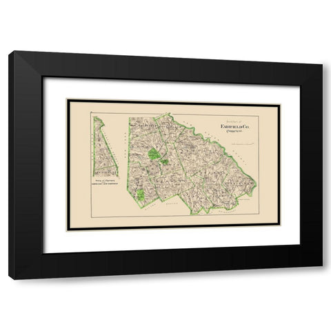 Fairfield  North Connecticut - Hurd 1893 Black Modern Wood Framed Art Print with Double Matting by Hurd