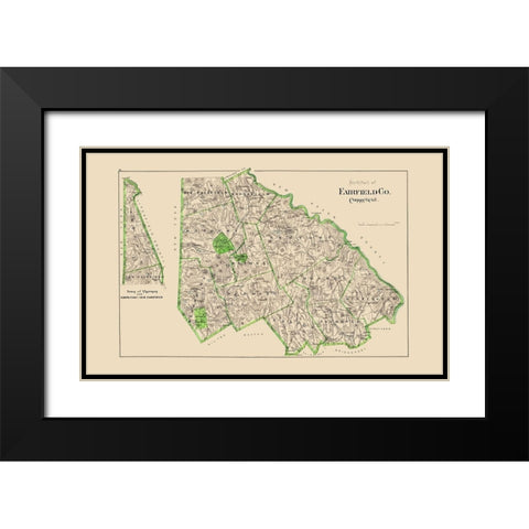 Fairfield  North Connecticut - Hurd 1893 Black Modern Wood Framed Art Print with Double Matting by Hurd