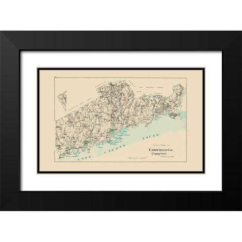 Fairfield  South Connecticut - Hurd 1893 Black Modern Wood Framed Art Print with Double Matting by Hurd