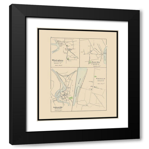Glastonbury Connecticut - Hurd 1893 Black Modern Wood Framed Art Print with Double Matting by Hurd
