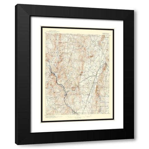 Granby Connecticut Sheet - USGS 1892 Black Modern Wood Framed Art Print with Double Matting by USGS