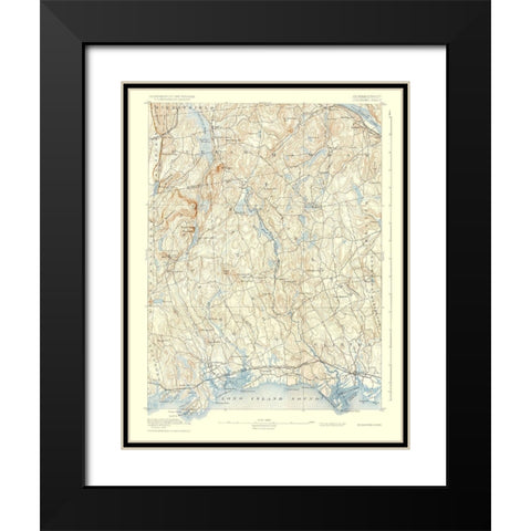 Guilford Connecticut Sheet - USGS 1893 Black Modern Wood Framed Art Print with Double Matting by USGS