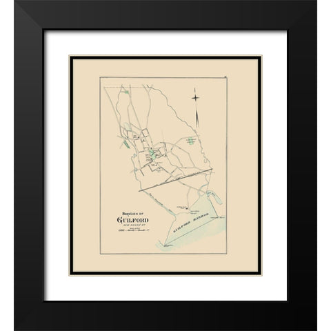 Guilford Connecticut - Hurd 1893 Black Modern Wood Framed Art Print with Double Matting by Hurd