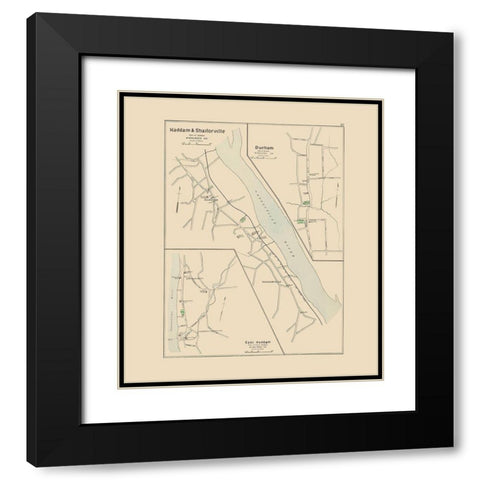 Haddam, Shailorville Connecticut - Hurd 1893 Black Modern Wood Framed Art Print with Double Matting by Hurd