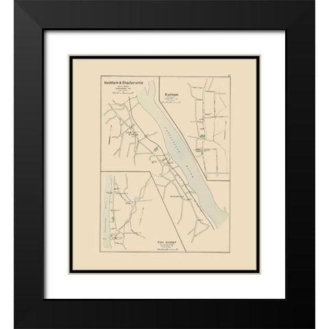 Haddam, Shailorville Connecticut - Hurd 1893 Black Modern Wood Framed Art Print with Double Matting by Hurd