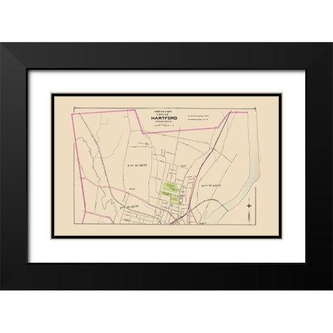 Hartford Connecticut North Part - Hurd 1893 Black Modern Wood Framed Art Print with Double Matting by Hurd