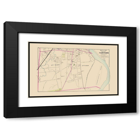 Hartford Connecticut South Part - Hurd 1893 Black Modern Wood Framed Art Print with Double Matting by Hurd