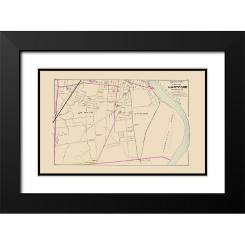 Hartford Connecticut South Part - Hurd 1893 Black Modern Wood Framed Art Print with Double Matting by Hurd