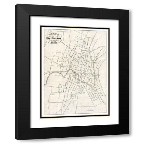 Hartford Connecticut - Geer 1859  Black Modern Wood Framed Art Print with Double Matting by Geer