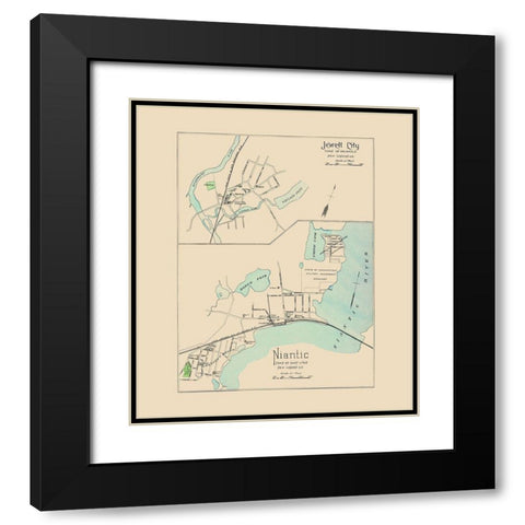 Jewett City, Niantic Connecticut - Hurd 1893 Black Modern Wood Framed Art Print with Double Matting by Hurd