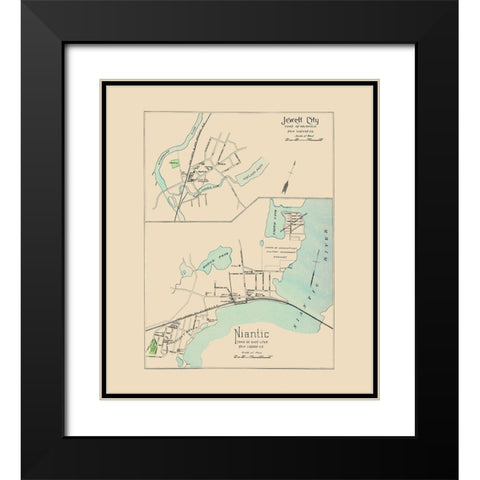 Jewett City, Niantic Connecticut - Hurd 1893 Black Modern Wood Framed Art Print with Double Matting by Hurd