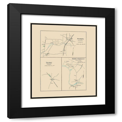 Kensington Connecticut - Hurd 1893 Black Modern Wood Framed Art Print with Double Matting by Hurd
