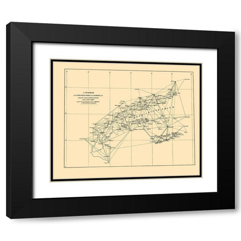 Long Island Sound Triangulation - USCS 1834 Black Modern Wood Framed Art Print with Double Matting by USCS