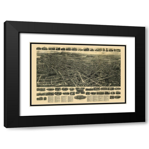 Meriden Connecticut - Bailey 1918  Black Modern Wood Framed Art Print with Double Matting by Bailey