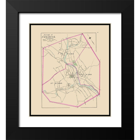 Naugatuck Connecticut - Hurd 1893 Black Modern Wood Framed Art Print with Double Matting by Hurd