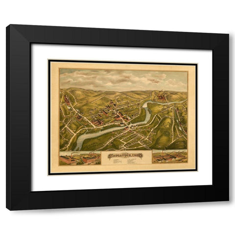 Naugatuck Connecticut - Bailey 1877  Black Modern Wood Framed Art Print with Double Matting by Bailey