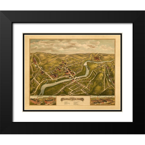 Naugatuck Connecticut - Bailey 1877  Black Modern Wood Framed Art Print with Double Matting by Bailey