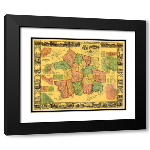New London Connecticut Landowner - Baker 1854 Black Modern Wood Framed Art Print with Double Matting by Baker