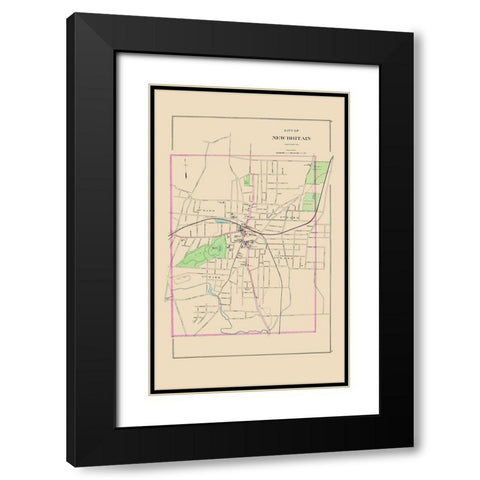 New Britain Connecticut - Hurd 1893 Black Modern Wood Framed Art Print with Double Matting by Hurd