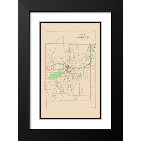 New Britain Connecticut - Hurd 1893 Black Modern Wood Framed Art Print with Double Matting by Hurd