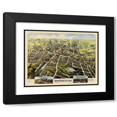 New Britain Connecticut - Bailey 1875 Black Modern Wood Framed Art Print with Double Matting by Bailey