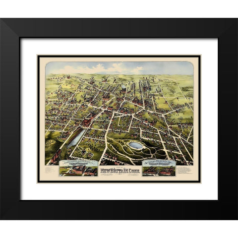 New Britain Connecticut - Bailey 1875 Black Modern Wood Framed Art Print with Double Matting by Bailey