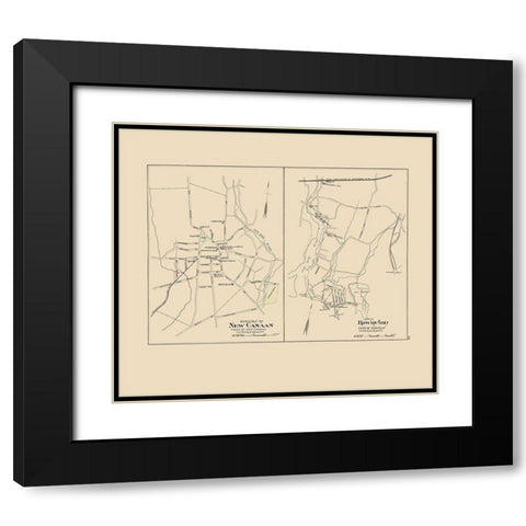 New Canaan, Rowayton Connecticut - Hurd 1893 Black Modern Wood Framed Art Print with Double Matting by Hurd