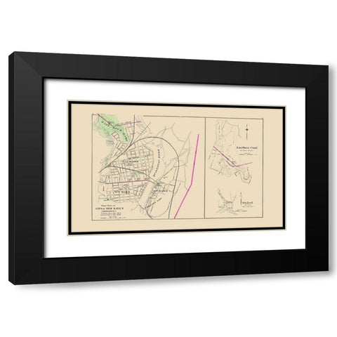 East New Haven Connecticut - Hurd 1893 Black Modern Wood Framed Art Print with Double Matting by Hurd