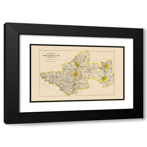 New Haven  North Connecticut - Hurd 1893 Black Modern Wood Framed Art Print with Double Matting by Hurd