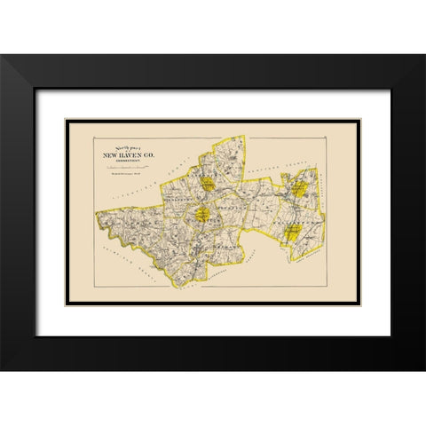 New Haven  North Connecticut - Hurd 1893 Black Modern Wood Framed Art Print with Double Matting by Hurd