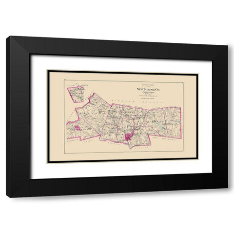 New London  North Connecticut - Hurd 1893 Black Modern Wood Framed Art Print with Double Matting by Hurd