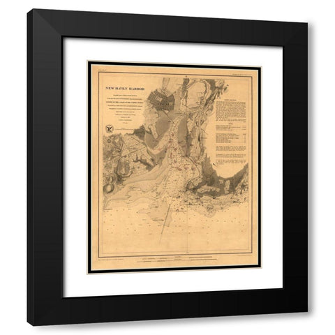 New Haven Connecticut - Hassler 1860  Black Modern Wood Framed Art Print with Double Matting by Hassler