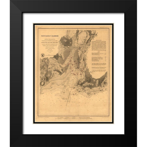 New Haven Connecticut - Hassler 1860  Black Modern Wood Framed Art Print with Double Matting by Hassler