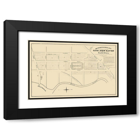 New Haven Connecticut -1835 Black Modern Wood Framed Art Print with Double Matting by Unknown