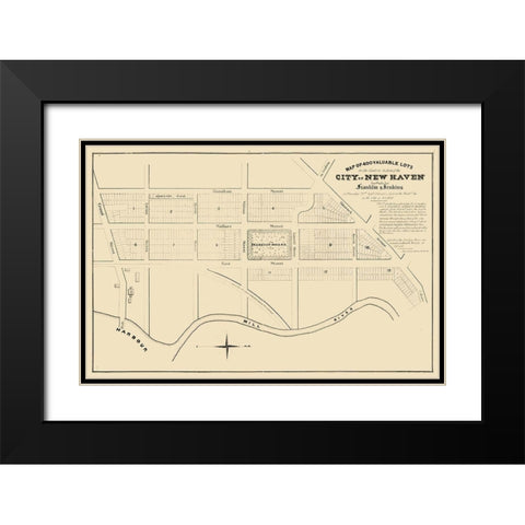 New Haven Connecticut -1835 Black Modern Wood Framed Art Print with Double Matting by Unknown