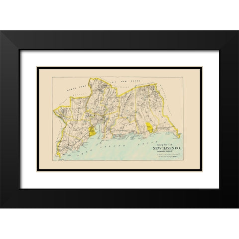 New Haven  South Connecticut - Hurd 1893 Black Modern Wood Framed Art Print with Double Matting by Hurd