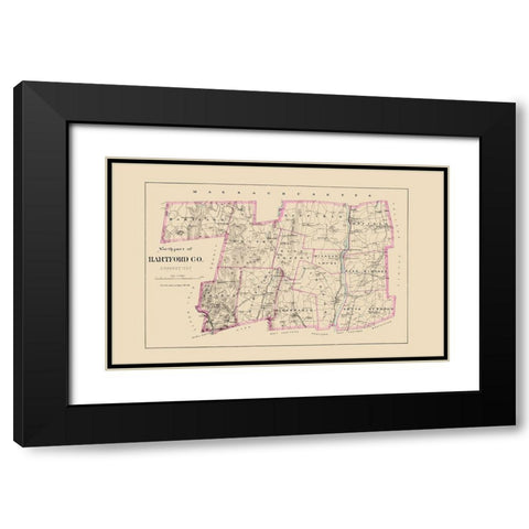 Hartford  North Connecticut - Hurd 1893 Black Modern Wood Framed Art Print with Double Matting by Hurd