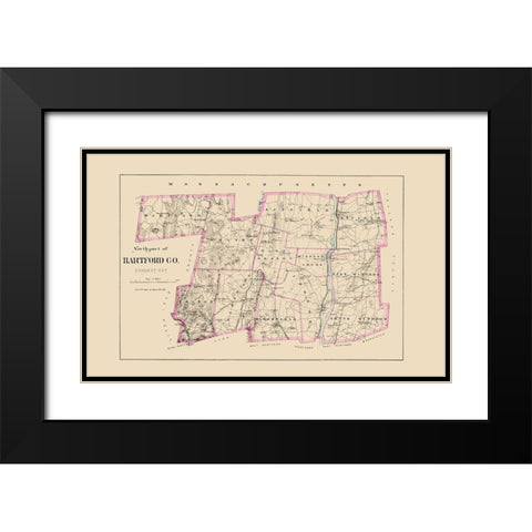 Hartford  North Connecticut - Hurd 1893 Black Modern Wood Framed Art Print with Double Matting by Hurd