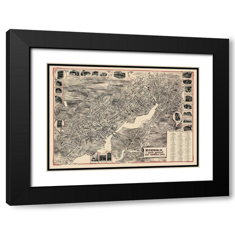 Norwalk Connecticut - Bailey 1899 Black Modern Wood Framed Art Print with Double Matting by Bailey