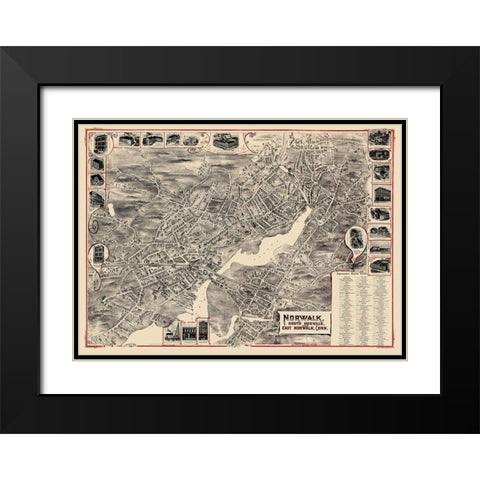 Norwalk Connecticut - Bailey 1899 Black Modern Wood Framed Art Print with Double Matting by Bailey