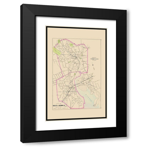 Norwalk, South Norwalk Connecticut - Hurd 1893 Black Modern Wood Framed Art Print with Double Matting by Hurd