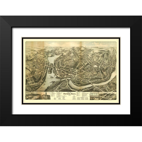 Norwich Connecticut - Bailey 1876  Black Modern Wood Framed Art Print with Double Matting by Bailey