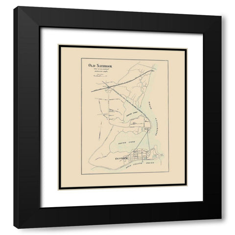 Old Saybrook Connecticut - Hurd 1893 Black Modern Wood Framed Art Print with Double Matting by Hurd
