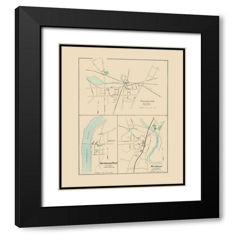 Plainville, Warehouse Point, Windsor Connecticut Black Modern Wood Framed Art Print with Double Matting by Hurd