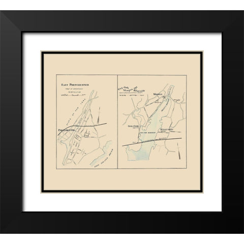 East Portchester Connecticut - Hurd 1893 Black Modern Wood Framed Art Print with Double Matting by Hurd